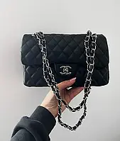 Chanel Black/ Silver 2,55 26х18 женские сумочки и клатчи хорошее качество