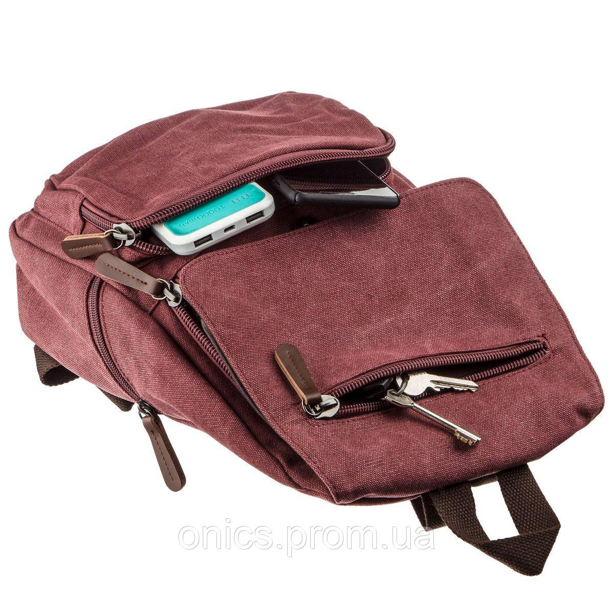 Компактный женский текстильный рюкзак Vintage 20195 Малиновый хорошее качество - фото 1 - id-p1984216021