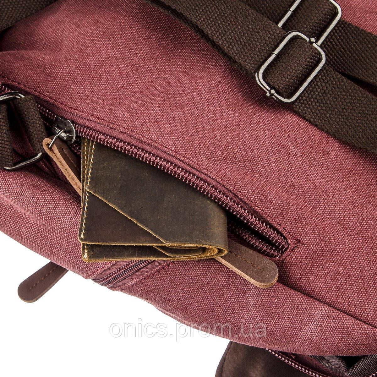 Компактный женский текстильный рюкзак Vintage 20195 Малиновый хорошее качество - фото 3 - id-p1984216021