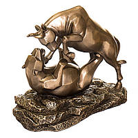 Статуэтка Veronese Бык и Медведь символ противостояния врагу 19х16х9 см 77493 бронзовое покрытие