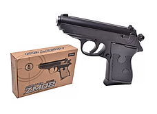 Іграшковий спринговый металевий пістолет Вальтер на пульках / Пістолет Walther PP ZM02, фото 3