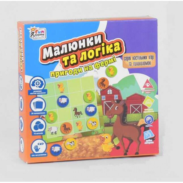 Настільна гра Пригоди на фермі серія Малюнки та логіка. FUN Game Club укр. UKB-B0031