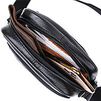 Кожаная небольшая мужская сумка Vintage 20370 Черный хорошее качество