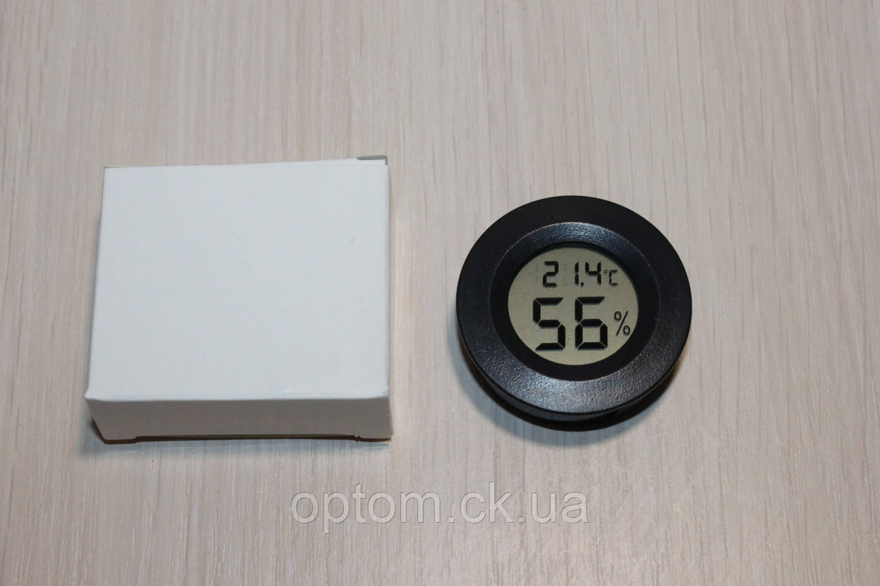 Термометр-гігрометр електронний Круглий Box Black