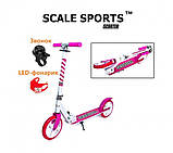 Самокат Scale Sports Scooter City 460 (USA) Рожевий + Дзвінок, LED-ліхтарик, фото 4