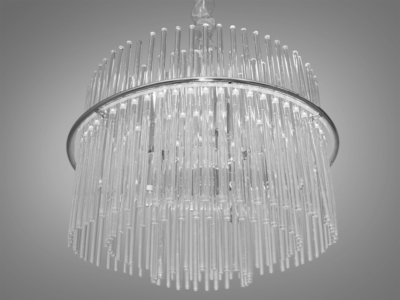 Люстра-підвіс зі скляними підвісками для зали, колір хром 82208-500HR-LS