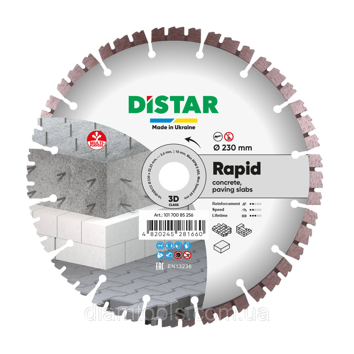 Круг алмазний вiдрiзний Distar Rapid 230x2,4/1,5x16x22,23