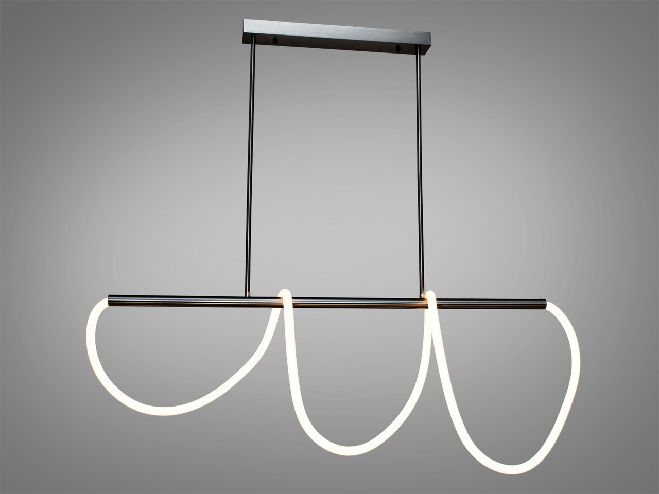 Довга LED люстра шланг чорний хром 32W для вітальні 9752-L1200BHR