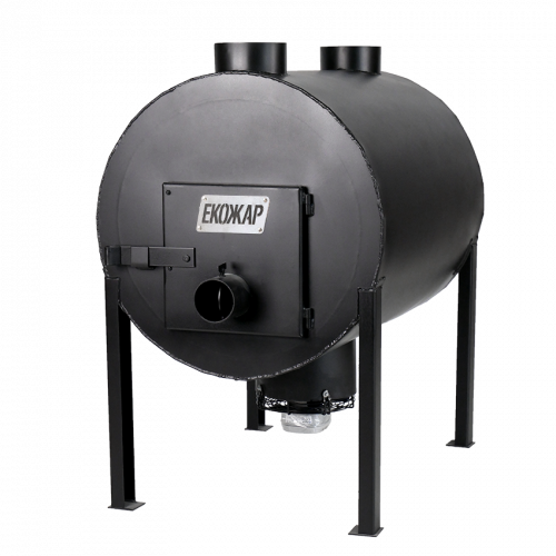 Піч буржуйка до 200 м² на дровах сталева із вентилятором Екожар Про-500 плюс 10 кВт 630х1100х1000 мм, фото 1