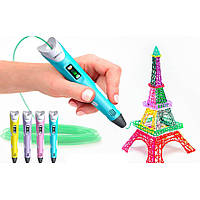 3d ручка з дисплеєм 3D ручка Smart 3D Pen 2 блакитна | Триде ручка | Дитяча 3d ручка ZH-109 для малювання
