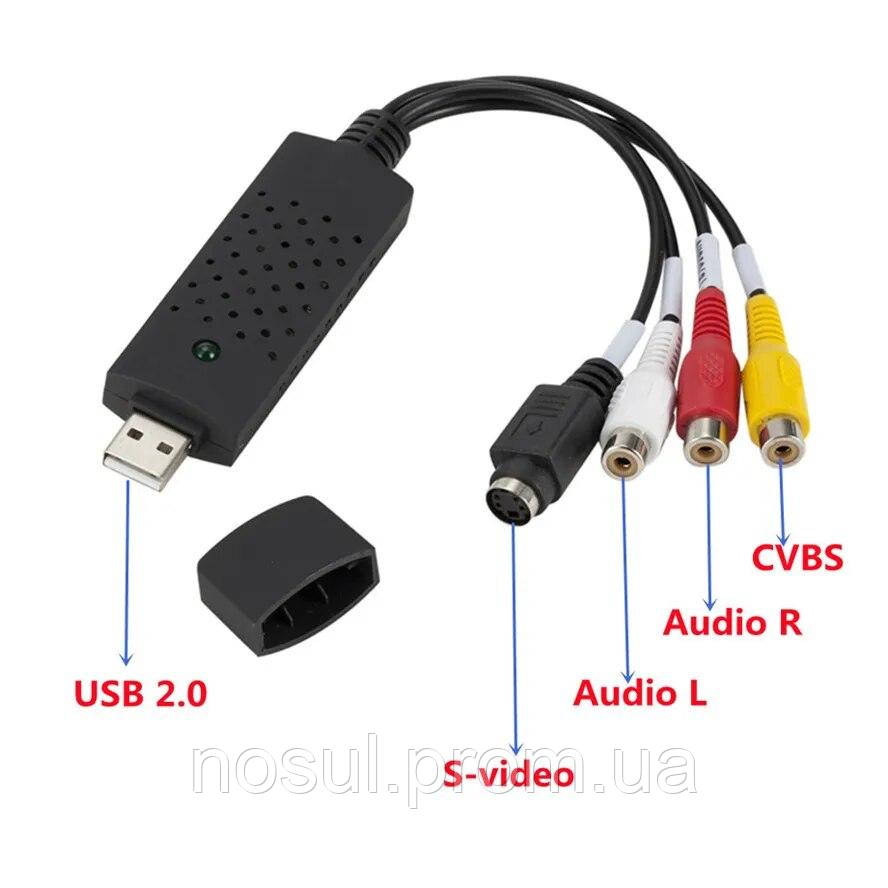 Устройство видеозахвата EasyCAP USB 2.0 RCA video+audio,+S-Video плата оцифровки VHS TV просмотр наблюдение че - фото 7 - id-p737721