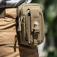 Тактическая сумка - подсумок для телефона, система MOLLE органайзер тактический из кордуры. CZ-914 Цвет: койот