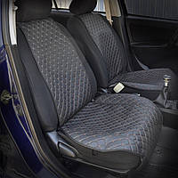 Накидки авто сидінь Шкіро-замінник Чорний Сірі Ромби Передки (1+1) АвтоКомфорт 155/ 36сп 55сид