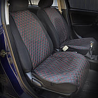 Накидки авто сидений Шкіро-замінник Чорний Червоні Ромби Передки (1+1) в Сумке с замком 155/ 36сп 55сид