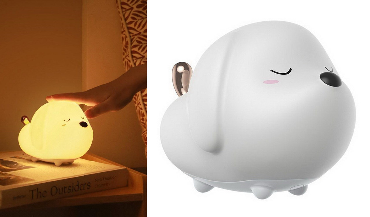 Лампа-нічник Baseus Cute Series Doggie Silicone night light портативна з акумулятором, біла (DGAM-B02), фото 1