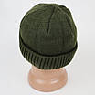 Шапка тепла зимова з підворотом Олива всередині фліс, розмір універсальний, фото 6