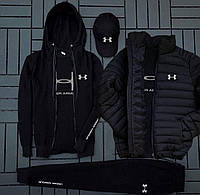 (п) ФЛИС Комплект с курткой Under Armour (худи на змейке+штаны+футболка+кепка+куртка)
