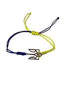 Патриотический плетенный голубо-жёлтый браслет с гербом Украины трезубцем
