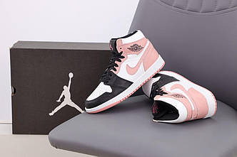 Жіночі Кросівки Nike Air Jordan 1 Mid Pink White Black 37-38-39-40