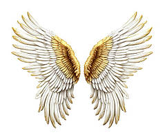Наклейка "Золоті крила ангела" для ростової фігури / фотозони на хрестини 80х101 см (без обрізу по контуру)