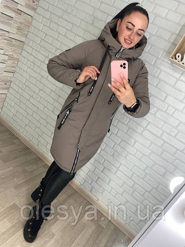 Стильная женская зимняя удлиненная куртка парка Аляска размеры 56 58 ...
