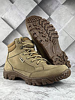 Тактические мужские зимние ботинки ЗСУ с мехом, Военные ботинки ВСУ зима кожаные койот, Армейские полуберцы