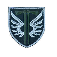 Шеврон, нарукавная эмблема с вышивкой 77-я бригада ДШВ, на липучке Олива