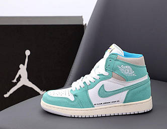 Жіночі Кросівки Nike Air Jordan 1 Mid Blue White 36-37-38-39-40-41