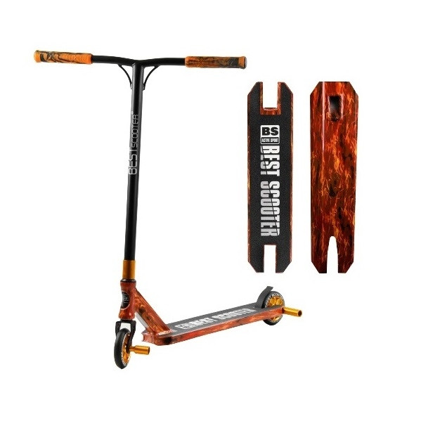 Спортивний трюковий самокат Best Scooter BS-77225 HIC + Пегі 2 шт. Коричневий