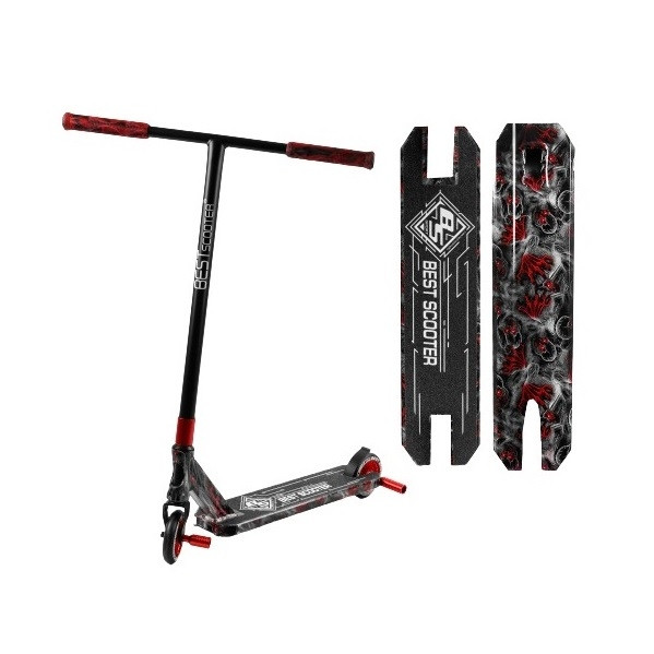 Самокат для трюків Best Scooter BS-99622 HIC + Пегі 2 шт Чорно-червоний