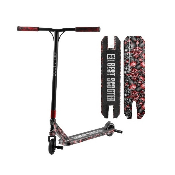 Самокат трюковий Best Scooter BS-77488 HIC + Пегі 2 шт Чорно-червоний