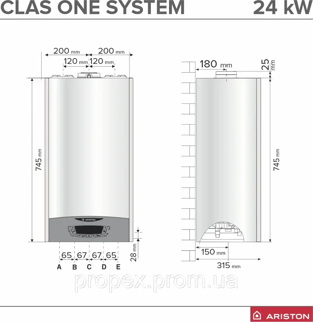 Котел одноконтурный конденсационный Ariston CLAS ONE SYSTEM 35кВт - фото 5 - id-p1984492318