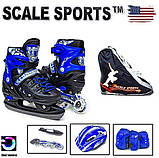 Дитячі ролики-коньки 2в1 LED Scale Sport Синій (розмір 29-33) + сумка, фото 3