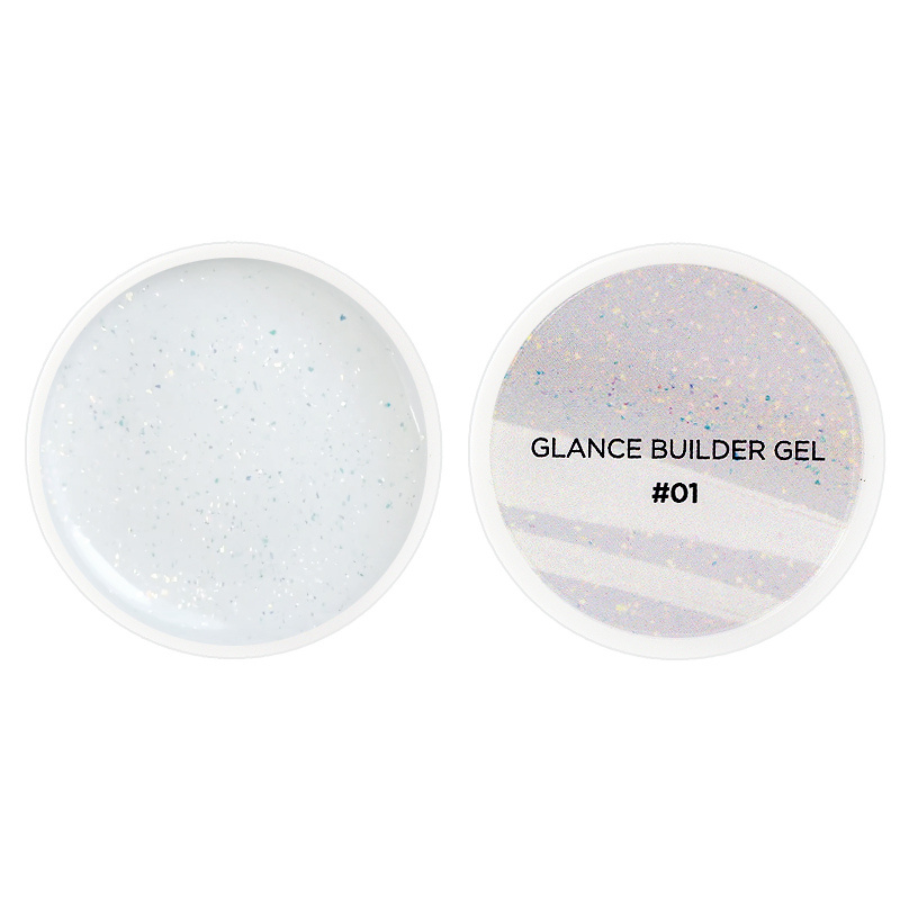 Гель для нарощування  нігтів Couture Colour Glance Builder Gel 01, молочний з шимером