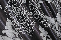 Двусторонняя ткань блэкаут-софт, коллекция "Корона". Цвет черный с серым. Код 1273ш