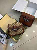 Женская сумка Gucci Lady Web кожаная коричневая