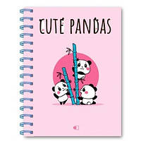 Блокнот А5 80 л Cute pandas-1 БЕЗЛИН твердый переплет пружина цвет.листы ТМ АртПринт