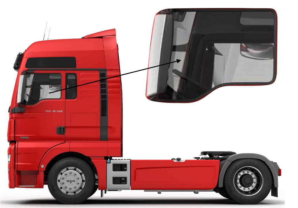 Бічне скло Man TGA/TGX 2000-2023 передніх дверей ліве, фото 1