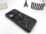 Протиударний чохол для Xiaomi Redmi Note 12 4G чорний з кільцем, ударостійкий чохол шторка редмі нот 12 4 г, фото 9