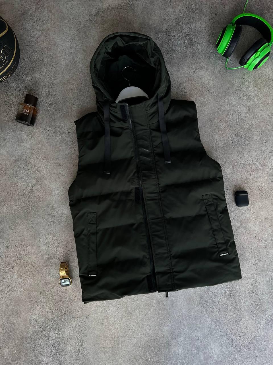 Чоловічий жилет M1676 темно-зелений, фото 1