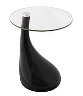 Кофейный столик Перла черный со стеклянной столешницей на пластиковой базе