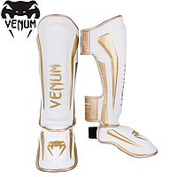 Защита голени и стопы Venum Elite Standup Shinguards White Gold