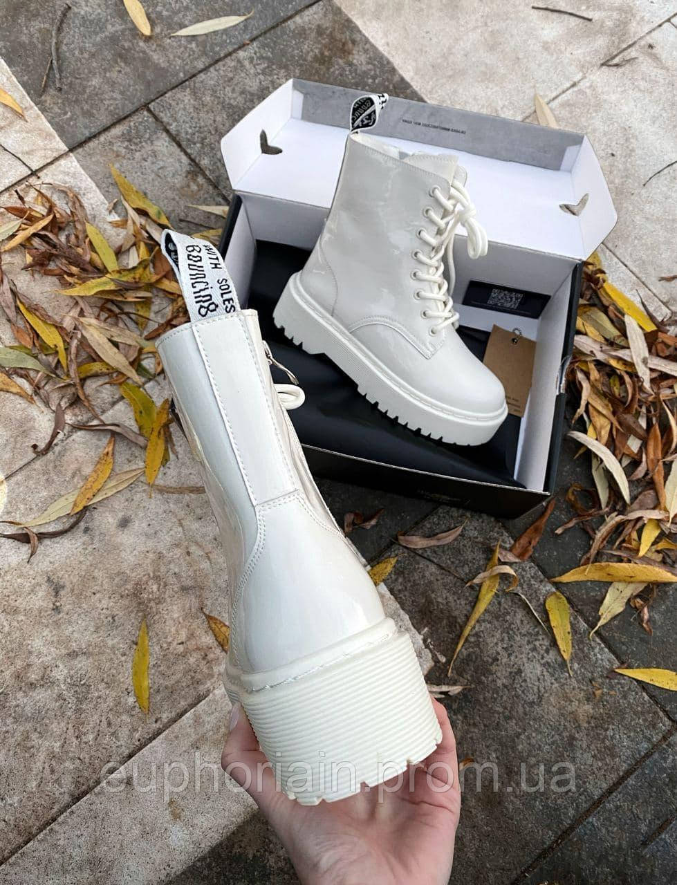 Dr. Martens JADON White Patent Premium No Logo (Молнія) Отличное качество Угги, ботинки, ботильйони отличное - фото 7 - id-p1983990361