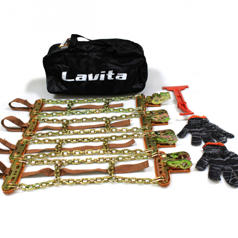 Ланцюги "сектор" розмір L (175-275) "Lavita" (4шт)+тріскачка+ключ кріплення+рукавички+сумка
