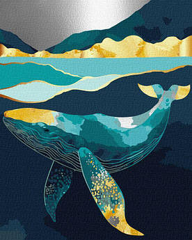Картина за номерами Витончений кит з фарбами металік extra ©art_selena_ua 40 х 50 см (KHO6522)