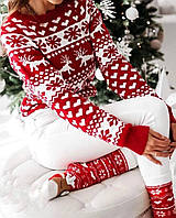 Теплий жіночий новорічний светр з оленями