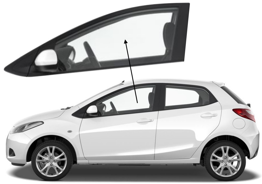 Бічне скло Mazda 2 2007-2014 передніх дверей праве, фото 1