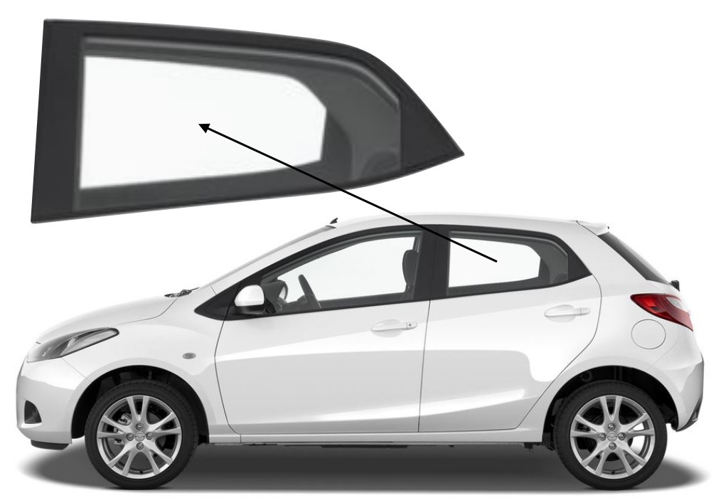 Бічне скло Mazda 2 2007-2014 задніх дверей ліве, фото 1