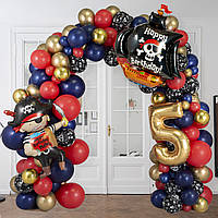 Арка из воздушных шаров для мальчика "Пиратская вечеринка"" пастель 2Х2 м.