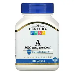 21st Century, Вітамін А 3000 мкг 10000 МЕ, Vitamin A 3000 mcg 10000 IU, 110 капсул
